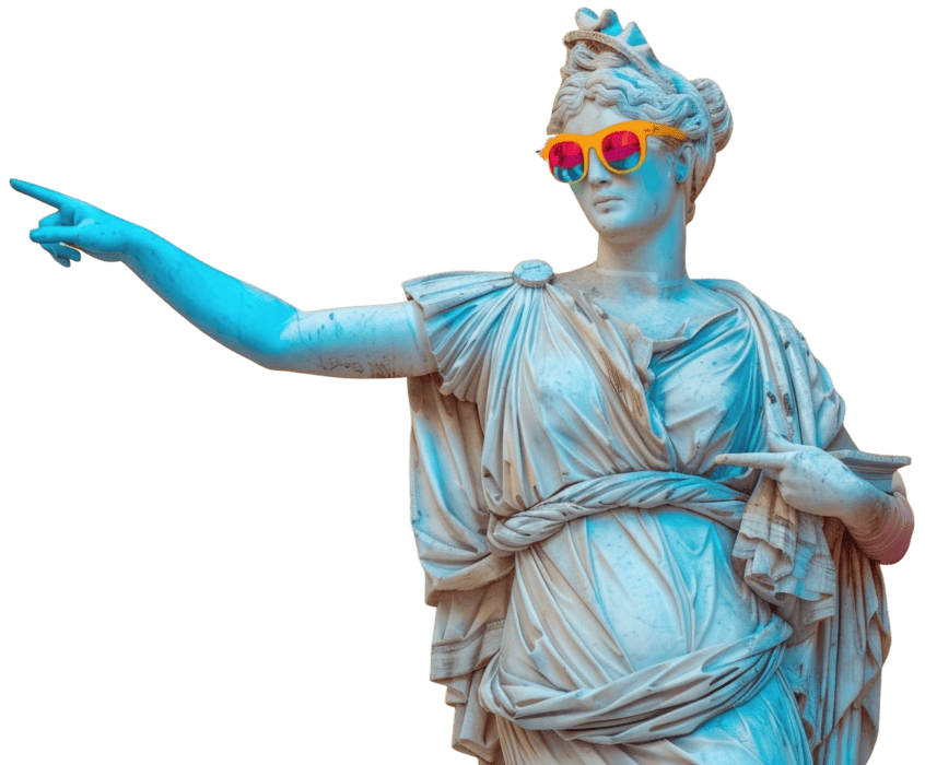 cool art statue with sunglasses