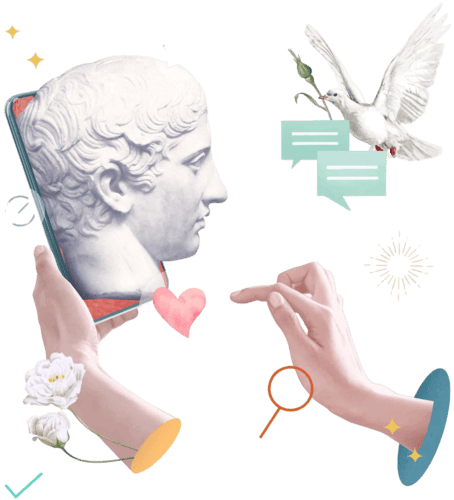 online dating matching greek god statue aesthetic social media post