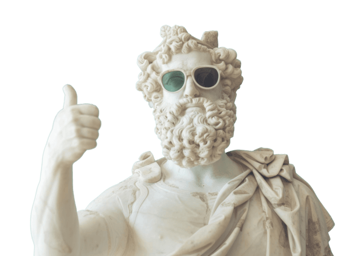 Art statue with sunglasses